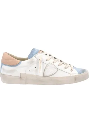 Philippe model Buty, Kobieta, Biały, 36 EU, Zamsz, Białe niskie trampki z niebieskim zamszem