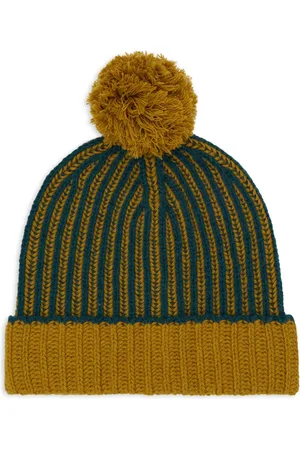 Gallo Akcesoria, unisex, Wielobarwność, ONE SIZE, Kaszmir, Zielony Wełniany Kaszmirowy Beanie Rybi Szczyt