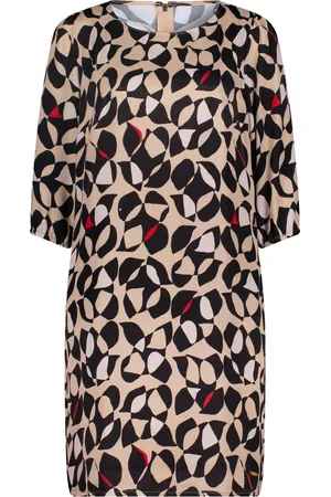Betty & Co Sukienki, Kobieta, Wielobarwność, XL, Len, Casual sukienka z zamkiem błyskawicznym
