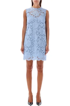 Dolce & Gabbana Sukienki, Kobieta, Niebieski, M, Liliowy Niebieski Koronkowa Sukienka Mini