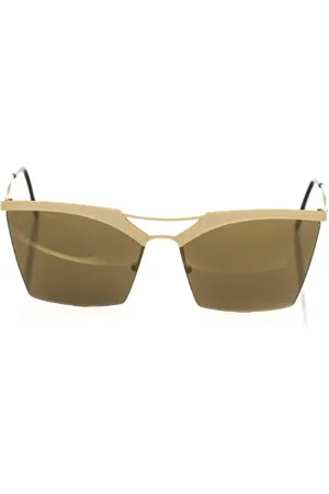 FRANKIE MORELLO Akcesoria, unisex, Żółty, ONE SIZE, Okulary Przeciwsłoneczne Clubmaster Złota Ramka Szampańskie Soczewki