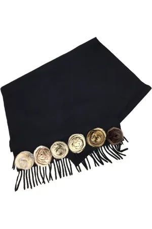 Fendi Pre-owned, Kobieta, Czarny, ONE SIZE, Kaszmir, Pre-owned Fabric scarves