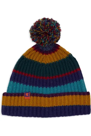 Gallo Akcesoria, unisex, Wielobarwność, ONE SIZE, Kaszmir, Niebieska Wełniana Kaszmirowa Czapka z Paskami