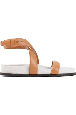 Totême Buty, Kobieta, brązowy, 36 EU, Brązowe Grube Sandały Skórzane