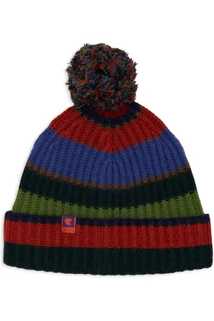 Gallo Akcesoria, unisex, Wielobarwność, ONE SIZE, Kaszmir, Zielona Wełniana Kaszmirowa Czapka z Paskami
