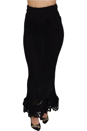 Dolce & Gabbana Spódnice, Kobieta, Czarny, S, Bawełna, Czarna Spódnica Mermaid Maxi