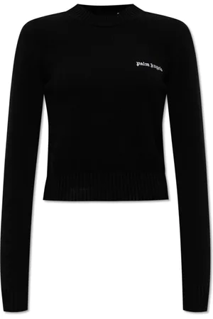 Palm Angels Swetry, Kobieta, Czarny, M, Bawełna, Sweter z logo