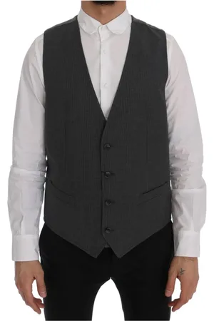 Dolce & Gabbana Garnitury, Mężczyzna, Szary, L, Rayon, Szary Kamizelka z Bawełny i Rayonu