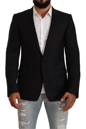 Dolce & Gabbana Kurtki, Mężczyzna, Czarny, L, Wełna, Luksusowy Czarny Blezer z Wełny