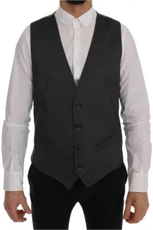 Dolce & Gabbana Garnitury, Mężczyzna, Szary, L, Bawełna, Szary Bawełna Rayon Kamizelka