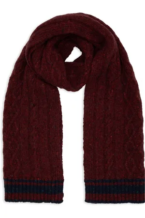 Gallo Akcesoria, unisex, Czerwony, ONE SIZE, Burgundy Aran-Stitched Wool Scarf
