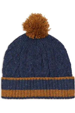 Gallo Akcesoria, unisex, Wielobarwność, ONE SIZE, Niebieska wełniana czapka z Aranowym splotem