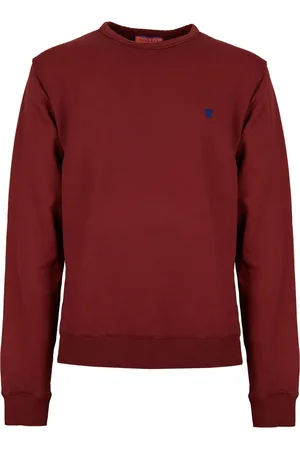 Gallo Bluzy, unisex, Czerwony, S, Bordowy Bawełniany Sweter z Okrągłym Dekoltem