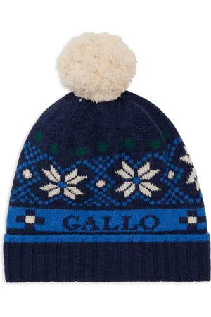 Gallo Akcesoria, unisex, Wielobarwność, ONE SIZE, Kaszmir, Niebieska Wełniana Kaszmirowa Czapka Świąteczny Motyw