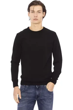 BALDININI Swetry, Mężczyzna, Czarny, 2XL, Len, Luksusowy Czarny Turtleneck Sweter