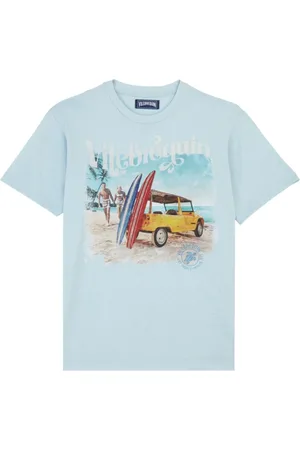 Vilebrequin Koszulki, Mężczyzna, Niebieski, M, Męskie Surfowe T-shirt z bawełny