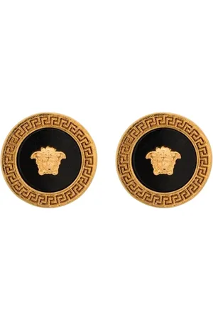 VERSACE Akcesoria, Mężczyzna, Żółty, ONE SIZE, Złote Kolczyki z Głową Meduzy Para