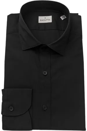 BAGUTTA Koszule, Mężczyzna, Czarny, 2XL, Elegant Slim Fit French Collar Shirt