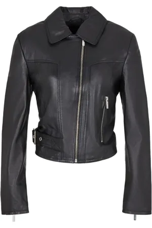 Armani Exchange Kurtki, Kobieta, Czarny, S, Skóra, Czarna Skórzana Kurtka Przejściowa