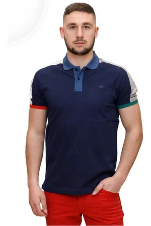HARMONT&BLAINE Koszulki, Mężczyzna, Niebieski, M, Niebieska Koszulka Polo z Kontrastowymi Szczegółami