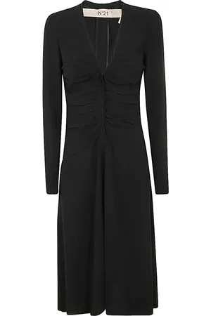 Nº21 Sukienki, Kobieta, Czarny, L, Czarna Sukienka Midi Elegancki Styl