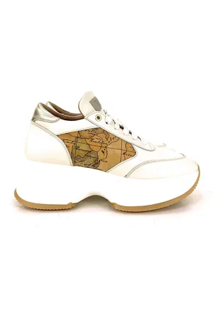 ALVIERO MARTINI 1A CLASSE Buty, Kobieta, Wielobarwność, 36 EU, Sneakersy Damskie Geo Classic Kremowe
