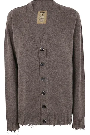 UMA WANG Swetry, Mężczyzna, brązowy, S, Kaszmir, Kardigan Oversize w Kolorze Kawy