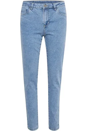 Kaffe Jeansy, Kobieta, Niebieski, 3XL, Denim, Spodnie Slim Fit w Jasnoniebieskim Pranym Denimie