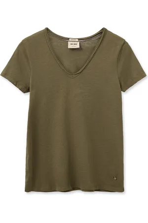 Mos Mosh Koszulki, Kobieta, Zielony, S, Podstawowa koszulka w kolorze Burnt Olive