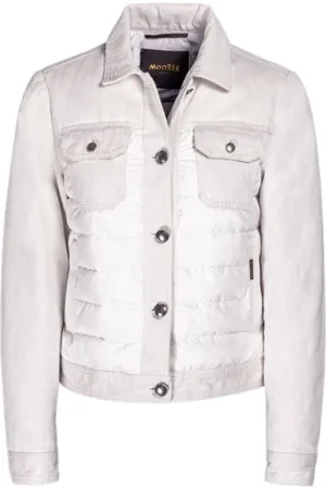 MOORER Kurtki, Kobieta, Beżowy, S, Denim, Ecru Denim Quilted Jacket
