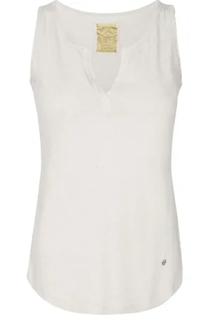 Mos Mosh Koszulki, Kobieta, Biały, M, Bawełna, Tank Top Bluser Ecru