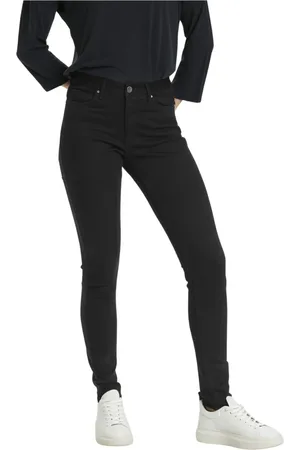 Kaffe Jeansy, Kobieta, Czarny, S, Eleganckie Spodnie Slim-Fit w Klasycznym Czarnym Odcieniu