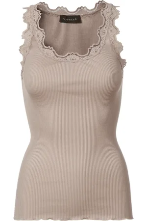 Rosemunde Koszulki, Kobieta, Beżowy, 2XL, Bawełna, Wintage Koronkowy Top w Pudrze