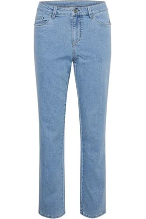 Kaffe Jeansy, Kobieta, Niebieski, M, Bawełna, Jasnoniebieskie Prane Jeansyy Straight