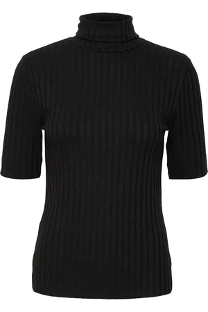 My Essential Wardrobe Swetry, Kobieta, Czarny, 2XL, Poliester, Czarna Bluzka z Golfem