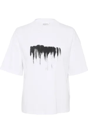 Karen by Simonsen Koszulki, Kobieta, Biały, XS, Bawełna, Graficzny T-shirt Bright