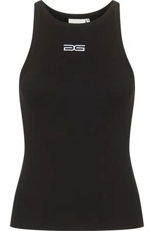 Gestuz Koszulki, Kobieta, Czarny, XL, Bawełna, Logo Tank Top Czarny