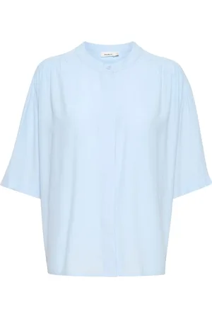 Soaked in Luxury Bluzki, Kobieta, Niebieski, XL, Elegancka bluzka z krótkim rękawem Skyway