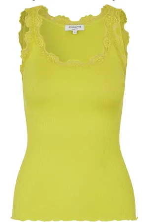 Rosemunde Koszulki, Kobieta, Żółty, L, Bawełna, Jedwabny Top w Kolorze Vibrant Lime