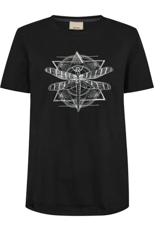 Mos Mosh Koszulki, Kobieta, Czarny, S, Czarna Deco Tee Top z Fajnym Nadrukiem