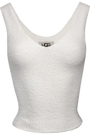 UGG Koszulki, Kobieta, Biały, L, Poliester, Przytulny biały top z asymetrycznym dołem