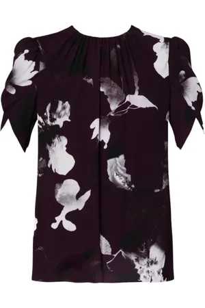 Erdem Bluzki, Kobieta, Fioletowy, S, Kwiatowy Crew Neck Top