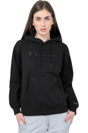 Champion Bluzy, Kobieta, Czarny, L, Bawełna, Czarna bluza z haftowanym logo
