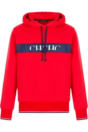 Carolina Herrera Bluzy, Mężczyzna, Czerwony, M, Bawełna, Bluza z kapturem Haftowany Regular Fit Bawełna