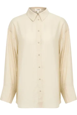 Soaked in Luxury Bluzki, Kobieta, Beżowy, XL, Nylon, Elegancka Bluzka Oatmeal