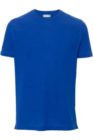 ZANONE Koszulki, Mężczyzna, Niebieski, M, Luźny Bawełniany T-shirt