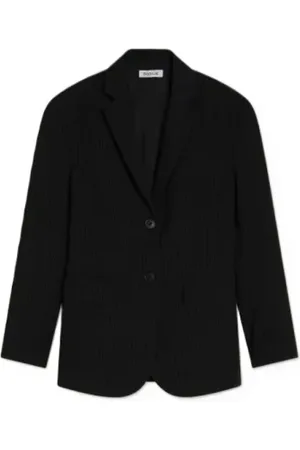 SOSUE Kurtki, Kobieta, Czarny, M, Pinstripe Oversized Blazer Klasyczny Komfort