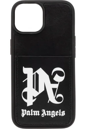 Palm Angels Akcesoria, Mężczyzna, Czarny, ONE SIZE, Skóra, Etui na i Phone 15