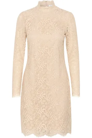 Saint Tropez Sukienki, Kobieta, Beżowy, M, Bawełna, Elegancka Sukienka Szara Morn