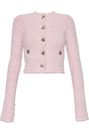 Balenciaga Kurtki, Kobieta, Różowy, M, Tweed, Tweedowa marynarka